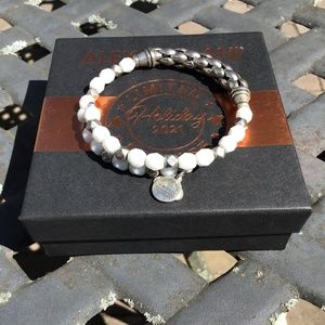 Alex and Ani white beaded and silver bracelet